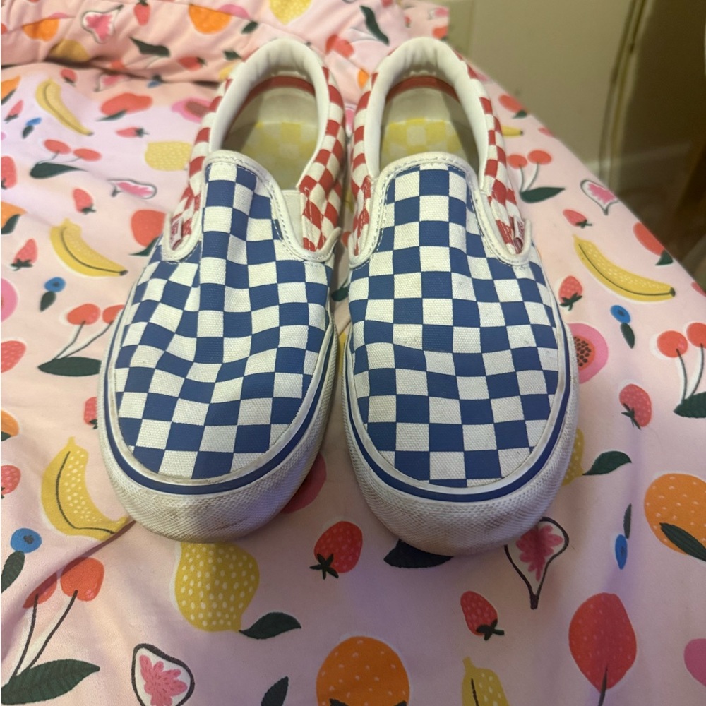 Vans Blue and Red Checkerboard Sneakers - Picture 2 of 6